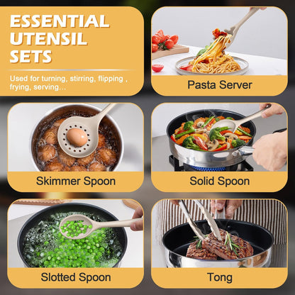 Homikit Silicone Cooking Utensil Set, 15pcs Kitchen Utensils with Holder for Nonstick Cookware, Heat Resistant Nontoxic Silicone Spatula Set Dishwasher Safe Kitchen Tools for Baking-Black