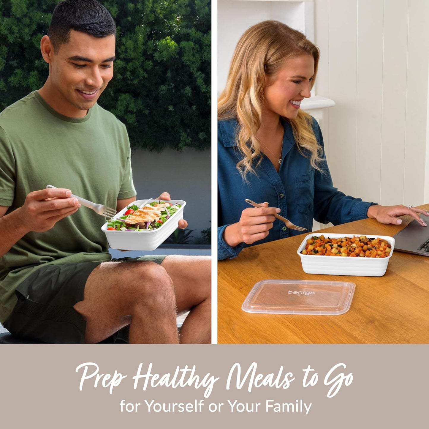 Bentgo Prep 60-Piece Meal Prep Kit - Reusable PFAS & BPA-Free Food Containers, 1-Compartment, 2-Compartment, & 3-Compartments - Microwave, Freezer, & Dishwasher Safe (Gleam Metallics)