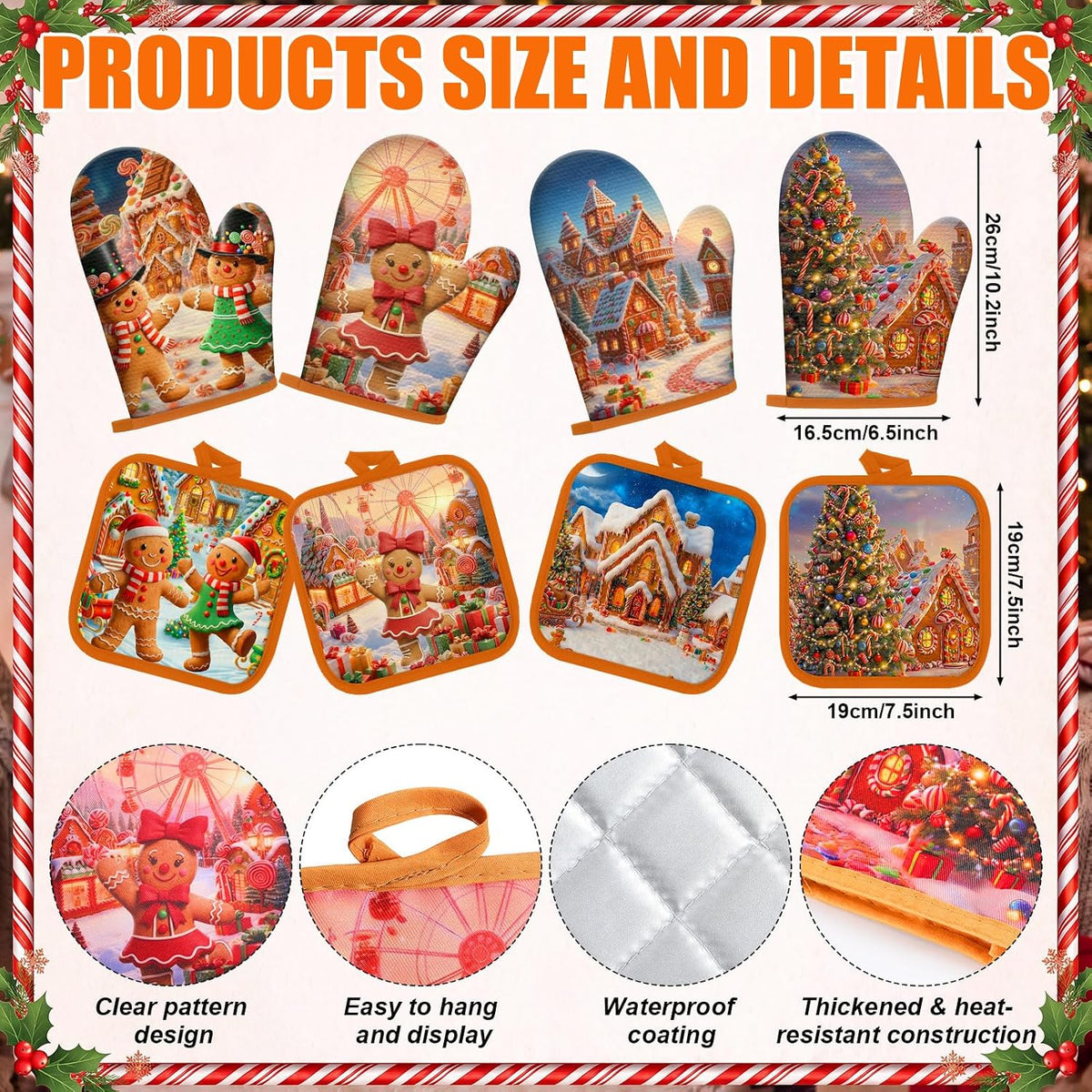 SiliFine 12 Pcs Fall Pumpkin Kitchen Towels Oven Mitts Pot Holders Set