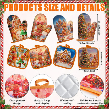 SiliFine 12 Pcs Fall Pumpkin Kitchen Towels Oven Mitts Pot Holders Set