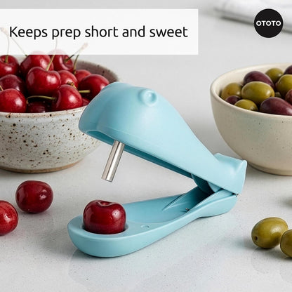 OTOTO Hippo Cherry and Olive Pitter - Unique Kitchen Gadgets, Cooking Gifts for Women, Kitchen Essentials, Kitchen Utensils, Cute Gifts, Kitchen Accessories, Gift for Kids