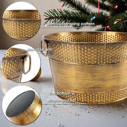 Ice Bucket for Parties Galvanized Beverage Tub, Drink Buckets Galvanized Bucket with Handles for Wine Beer Champagne Cocktails for Catering Bars (Copper-1PC)