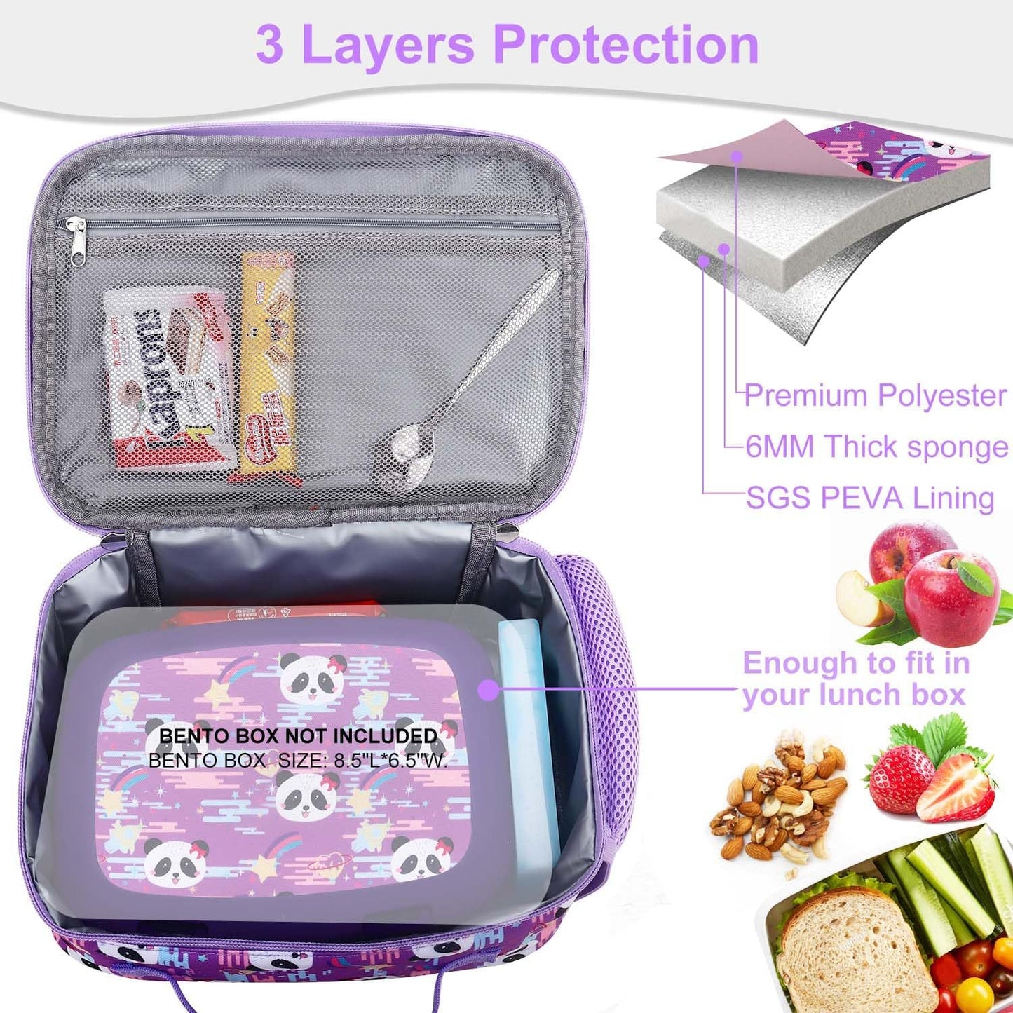 RHCPFOVR Kids Lunch Bag - Insulated Lunch Box for Boys Girls,Washable Lunch Bag and Reusable Toddler Leak-proof Lunchbox for School and Daycare - Colors A