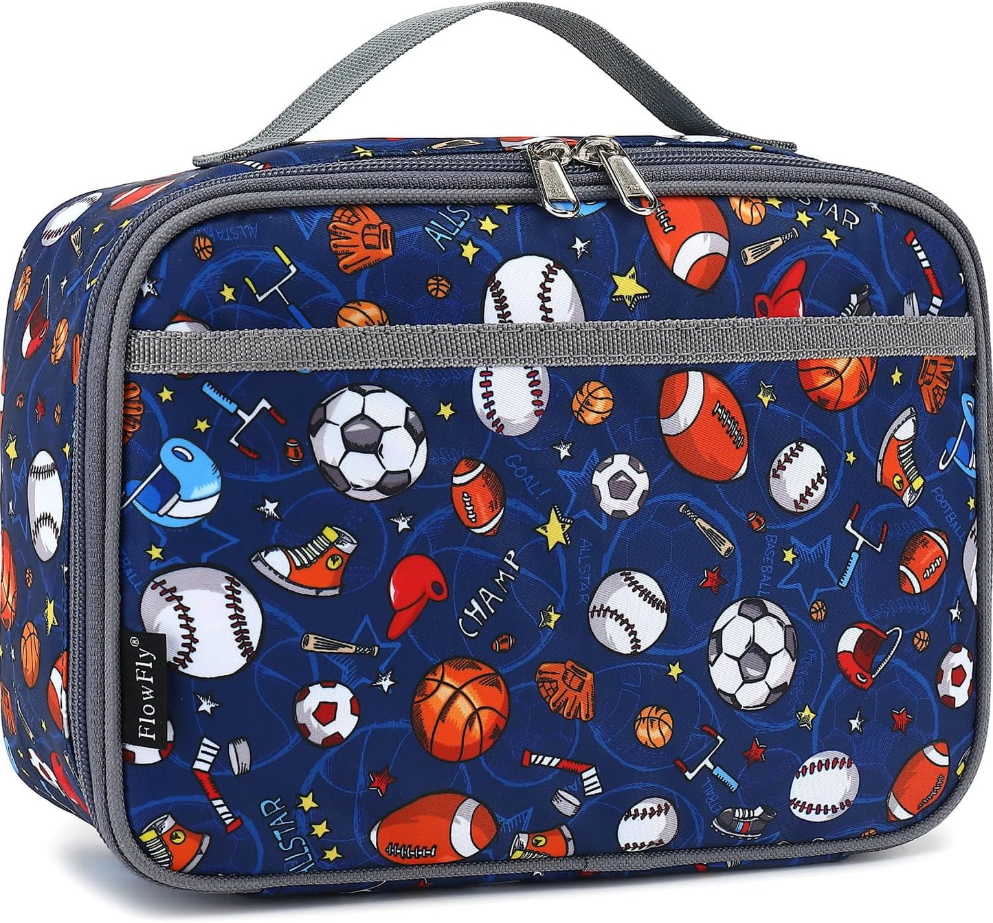 FlowFly Kids Lunch box Insulated Soft Bag Mini Cooler Back to School Thermal Meal Tote Kit for Girls, Boys, Black