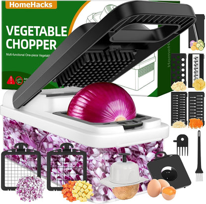 HomeHacks Veggie Chopper Vegetable Cutter, 12 in 1 Kitchen Gadget, Green