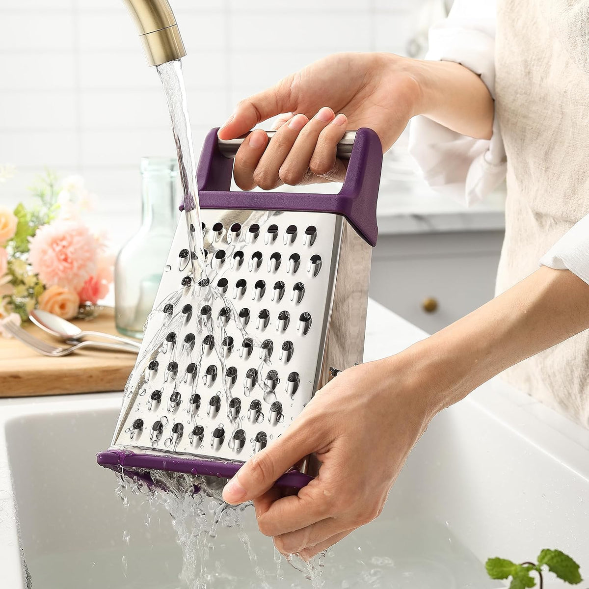 Spring Chef Stainless Steel XL Cheese Grater for Kitchen, Green