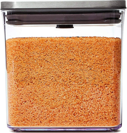 OXO Steel POP Container Big Medium Square - 4.4 Qt for Flour, Sugar and More,Grey