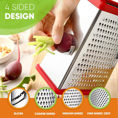 Spring Chef Stainless Steel XL Cheese Grater for Kitchen, Green
