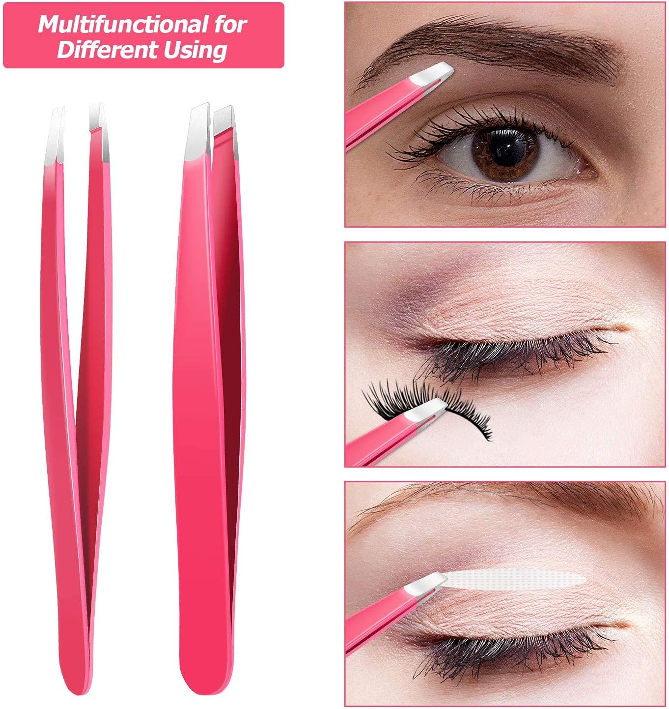 Mudder 12 Pcs Eyebrow Tweezers Set for Facial Hair Stainless Steel Slanted Tip Tweezers in Bulk for Men and Women(Silver)