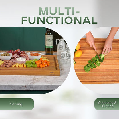 Solid Acacia Wood 20"x15" Large Cutting Board Butcher Block