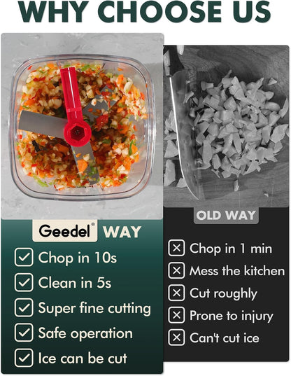 Geedel Vegetable Chopper, Manual Food Chopper with Hand Pull String, 500ml
