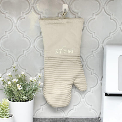 All-Clad Silicone Oven Mitts: Heat Resistant up to 500 Degrees - 100% Cotton & Silicone, 14"x7" Oven Mitt for Kitchen and Barbeque, Pewter