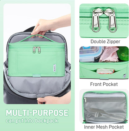 NOL Mini Insulated Lunch Bag for Women Men Kids | Small Leakproof Reusable Lunch Tote | Fits 6 Cans 330ml | Thermal Cooler for Work School Picnic Camping, Navy blue