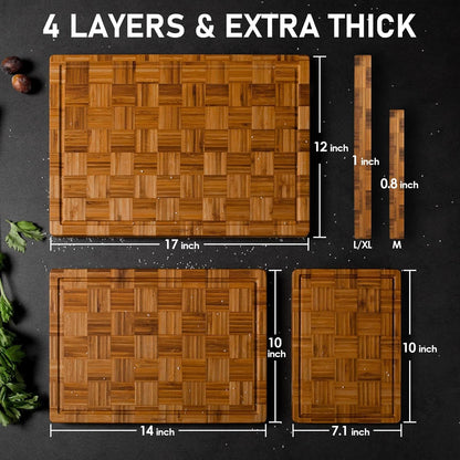 Kikcoin Extra Large Bamboo Cutting Board, Wood Cutting Boards for Kitchen