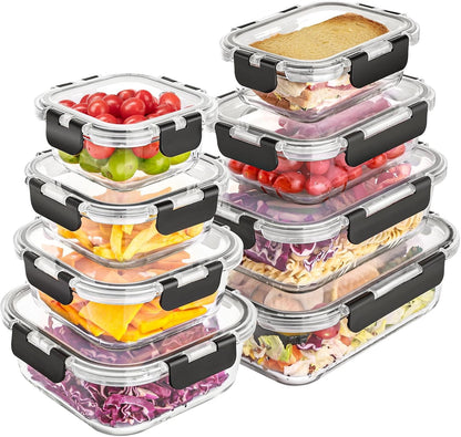 Liuruiyu 8 Pack 36OZ Glass Food Storage Containers with Lids, Meal Prep Containers, Airtight Bento Boxes with Leak Proof Locking for Microwave, Oven, Freezer and Dishwasher, BPA Free