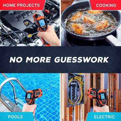 Kizen Infrared Temperature Gun - Handheld Surface Infrared Thermometer for Griddle, Grill, Pizza Oven, Candy, & A/C - Laser Thermometer Gun -58F to 1112F - Surface Temp Gun