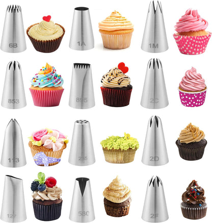 12 PCS Large Piping Tips, Stainless Steel Icing Tips Set for Cupcake Cake