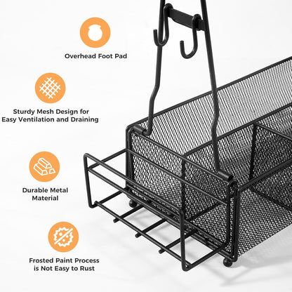 Grill Caddy, BBQ Caddy with Paper Towel Holder and 2 Hooks, Grill Utensil Organizer for Camping Outdoor Barbecue Accessories Organizer, Grilling Gifts for Men
