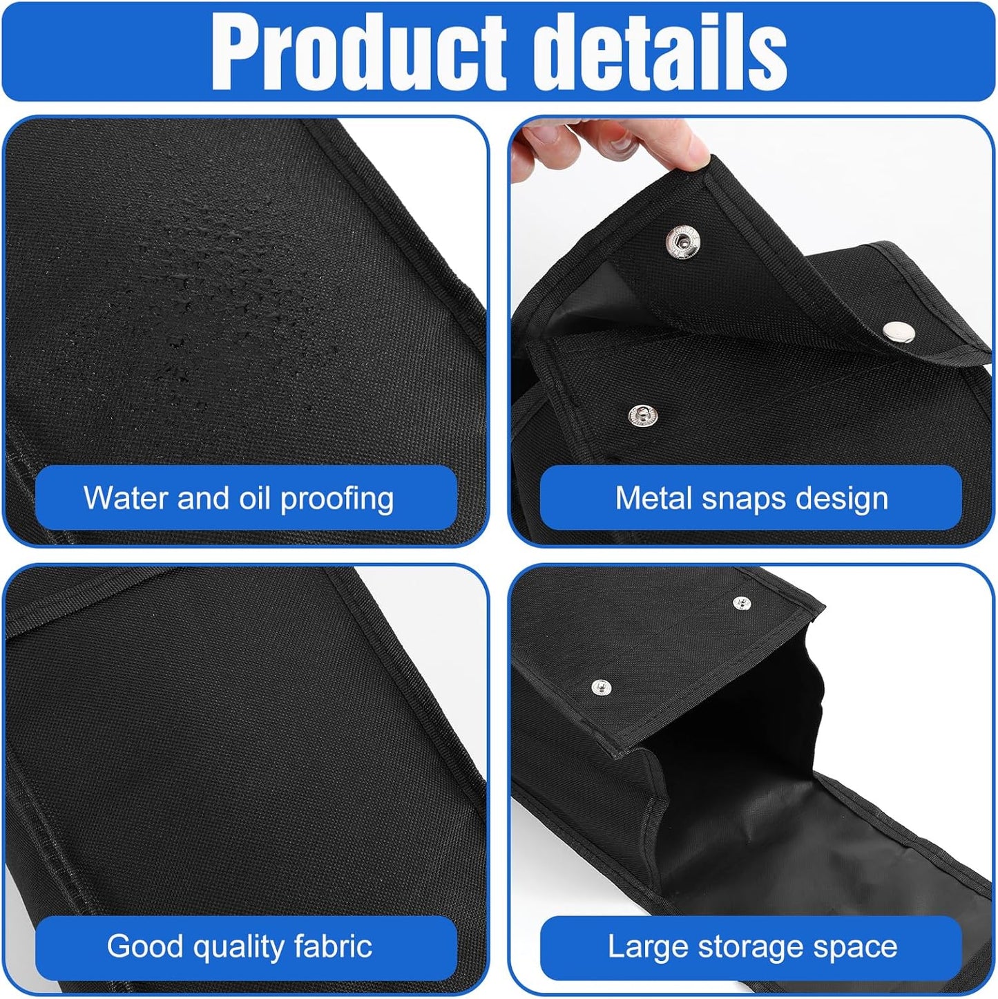 2 Pcs Grill Utensil Storage Bag BBQ Tool Storage Bags Barbecue Hardware Tool BBQ Utensil Holder Pouch Oxford Cloth Accessory Foldable for Camping Hiking, Black