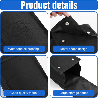 2 Pcs Grill Utensil Storage Bag BBQ Tool Storage Bags Barbecue Hardware Tool BBQ Utensil Holder Pouch Oxford Cloth Accessory Foldable for Camping Hiking, Black