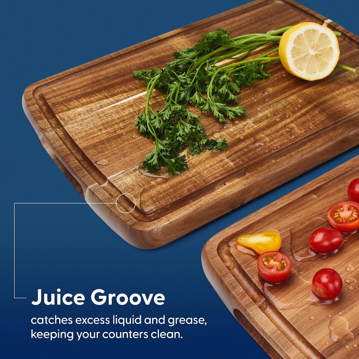 Sonder Los Angeles Doheny Wood Cutting Board Set | Acacia Edge Grain Cutting Board for Kitchen with Juice Groove | Perfect for Compact Daily Use | Gift Box Included | 14x10x1 in & 12x8x1 in