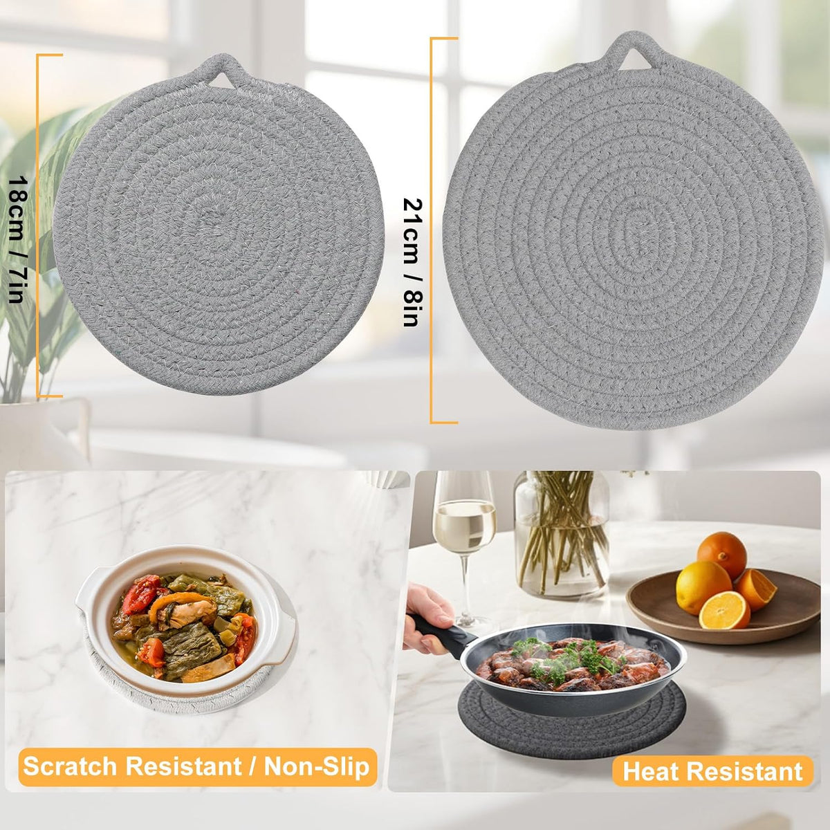 7" Trivets for Hot Dishes, 6 Pack Trivets for Hot Pots and Pans