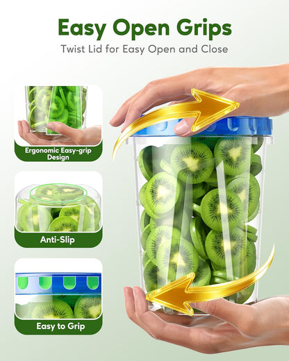 10 Pack-33oz Freezer Storage Containers Set, Plastic Food Storage Containers with Twist Top Lids, BPA Free Stackable Soup Containers for Overnight Oats/Salad/Leftover/Soup/Ice Cream