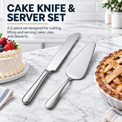 2-Piece Cake Knife and Server Set with Serrated-Edge Server
