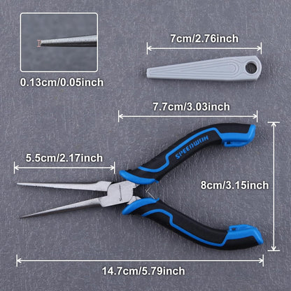 SPEEDWOX Long Reach Bent Needle Nose Pliers With Smooth Jaw Angled Needle Nose Pliers For Jewelry Making Fish Bone Pliers Tweezers Bent Chain Nose Pliers For Wire Bending And Small Object Gripping