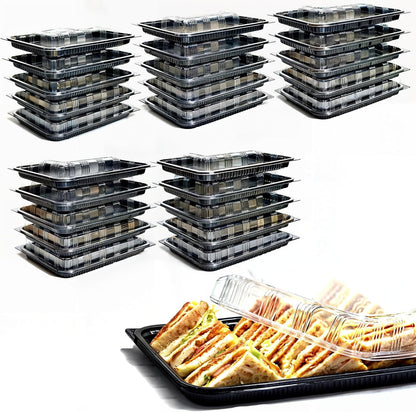 6 Pack Catering Trays with Lid – 13" Serving Trays with Lids - Reusable Serving Platter With Lid for Catering, Buffet, Picnics & Events – Party Trays With Lids (13.39 × 9.84 × 2.95 inch)