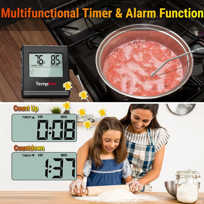 TempPro TempTrack Large LCD Digital Meat Thermometer for Cooking, Smoking