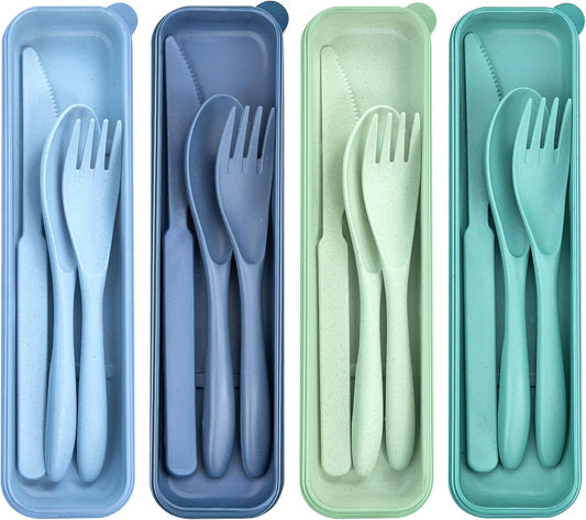 4 Sets Reusable Utensils Set with Case, Travel Utensils with Case, Reusable Utensils for Lunch Box Accessories, Portable Lunch Utensils Set for Travel Daily Use