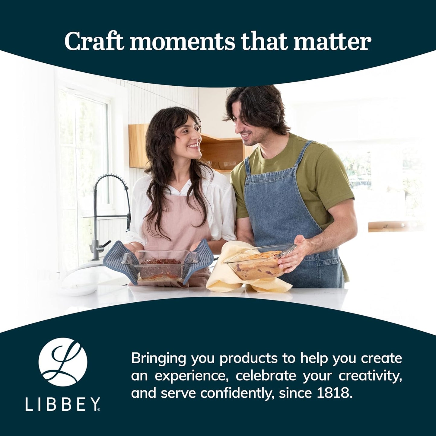 Libbey Baker’s Premium 2 Piece Glass Pie Plate, Stackable, Space Saving Casserole Dish Set with Lids, Glass Baking Dish Set for Fruit Pies, Quiches