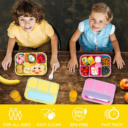MaMix Bento Box Adult Lunch Box, Lunch Box Kids, Lunch Containers for Adults/Kids/Students,1300ML-4 Compartment Bento Box (purple)