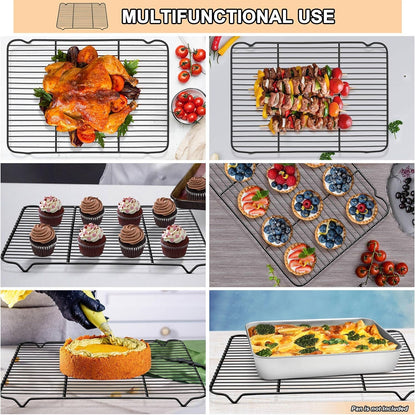 P&P CHEF Cooling Baking Rack Stainless Steel, 16.6" x 11.5", 2 Pcs, Silver