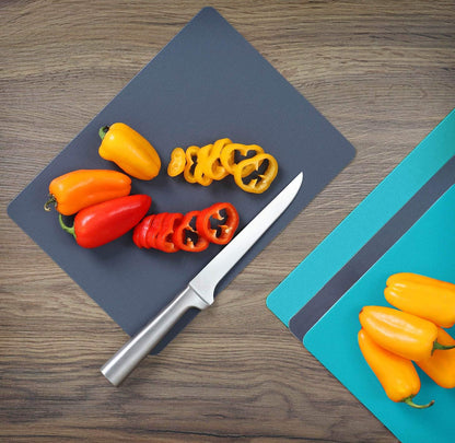 Dexas Heavy Duty Cutting Board Grippmat, Flexible Cutting Boards for Kitchen, Set of 4, Non Slip Plastic Board Cutting Mat 11.5 by 14 Inches Gray, Red, White and Green Set, Kitchen Gadgets