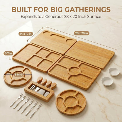SPATIX Bamboo Charcuterie Boards Set Large Cheese Board Set with Charcuterie Accessories Perfect Birthday Gifts for Couple and House Warming Gifts New Home Gift