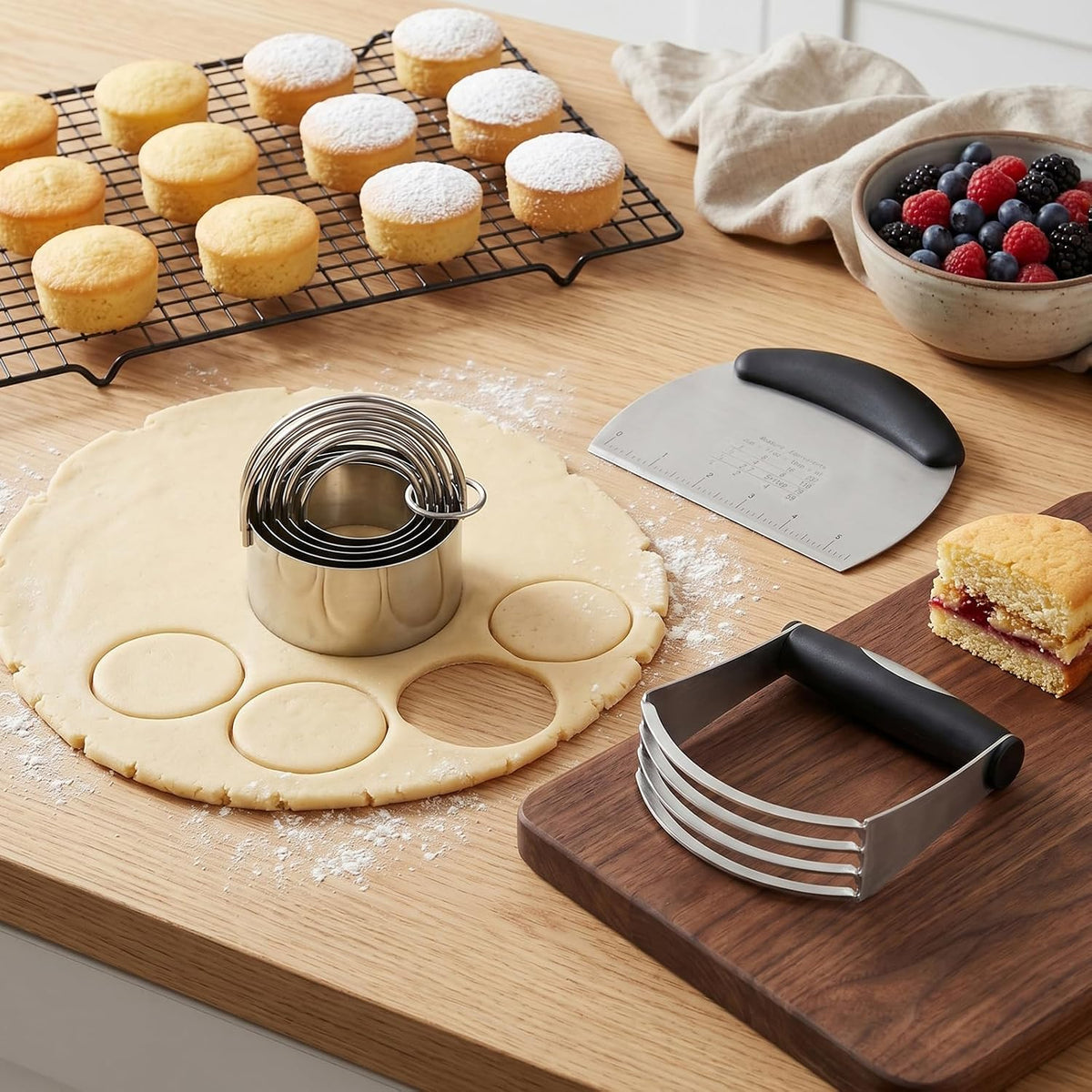 Cookie Cutters Set, 7-Piece with Dough Blender & Scraper