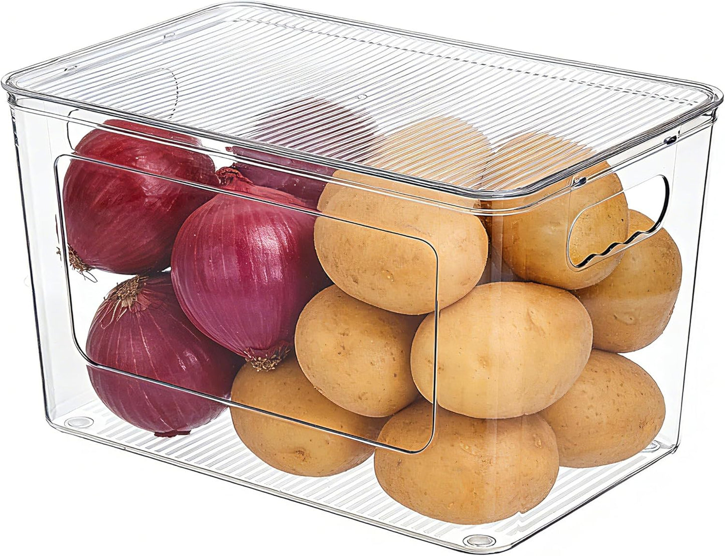Vtopmart 2 Pack Trash Bag Holder with Bamboo Lid, Stackable Garbage Bag Dispenser for 13/30/33 Gallon Bags, Clear Organizer Bins for Under Kitchen Sink, Laundry Room Organization and Storage