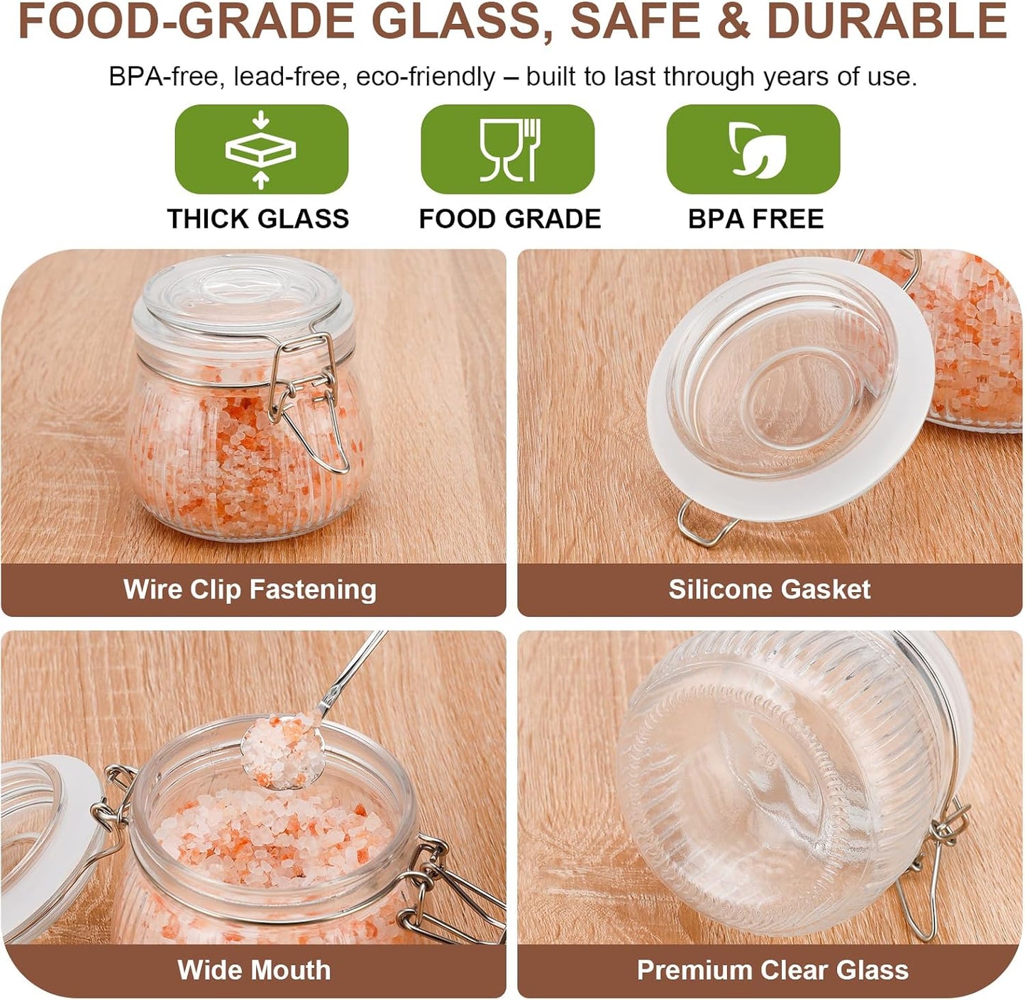 Spice Jars Set of 6, 4 oz Glass Spice Jars with Airtight Lids and Labels, Small Seasoning Jars for Spices, Herbs, Kitchen Spice Organizer