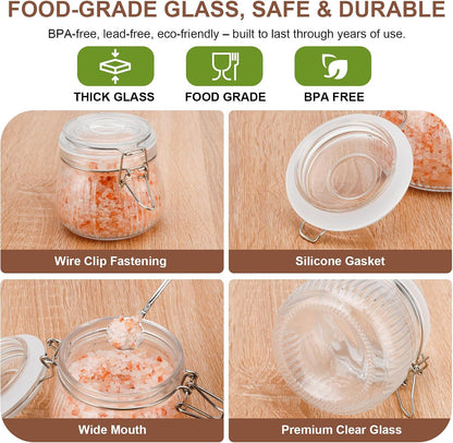 Spice Jars Set of 6, 4 oz Glass Spice Jars with Airtight Lids and Labels, Small Seasoning Jars for Spices, Herbs, Kitchen Spice Organizer