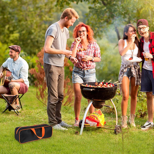 BBQ Tool Bag: Portable Grill Accessories Storage Tote for Grill Utensils Set, Large Capacity Oxford Tool Organizer for Outdoor Picnic, Camping & BBQ Party, 14.76 x 5.11 x 4.72 Inches
