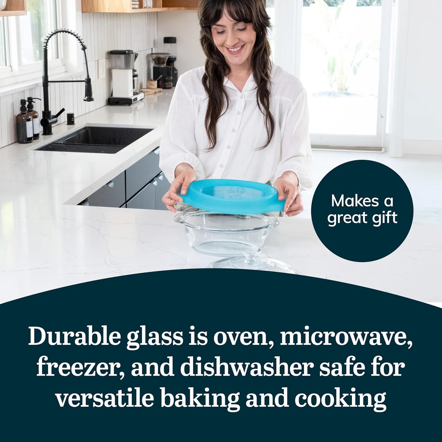 Libbey Baker’s Premium 2 Piece Glass Pie Plate, Stackable, Space Saving Casserole Dish Set with Lids, Glass Baking Dish Set for Fruit Pies, Quiches