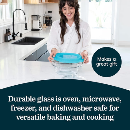 Libbey Baker’s Premium 2 Piece Glass Pie Plate, Stackable, Space Saving Casserole Dish Set with Lids, Glass Baking Dish Set for Fruit Pies, Quiches