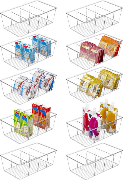 Vtopmart Food Storage Organizer Bins, Clear Plastic, 4 Compartments