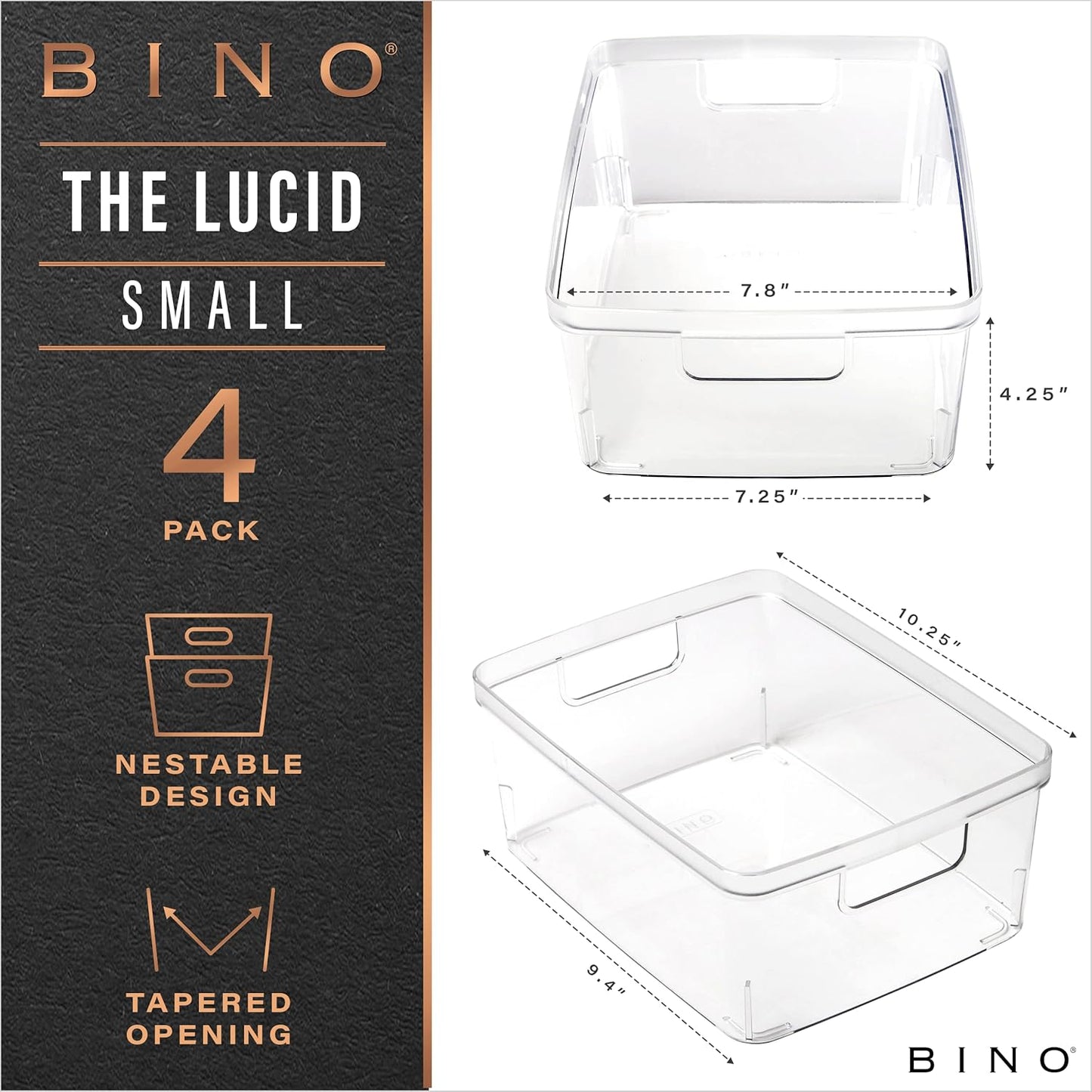 BINO | Plastic Bins, Large - 2 Pack | THE LUCID COLLECTION | Multi-Use| Built-In Handles | BPA-Free | Clear Storage Containers | Fridge Organizer | Pantry & Home Organization