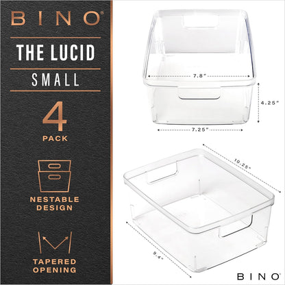 BINO | Plastic Bins, Large - 2 Pack | THE LUCID COLLECTION | Multi-Use| Built-In Handles | BPA-Free | Clear Storage Containers | Fridge Organizer | Pantry & Home Organization