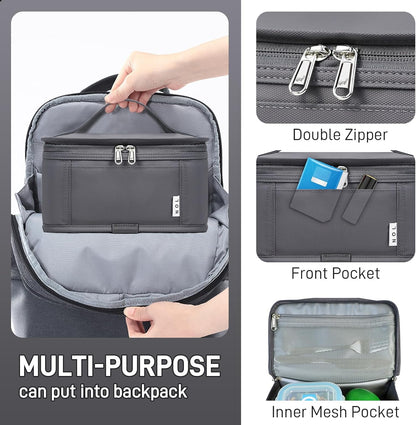 NOL Mini Insulated Lunch Bag for Women Men Kids | Small Leakproof Reusable Lunch Tote | Fits 6 Cans 330ml | Thermal Cooler for Work School Picnic Camping, Navy blue