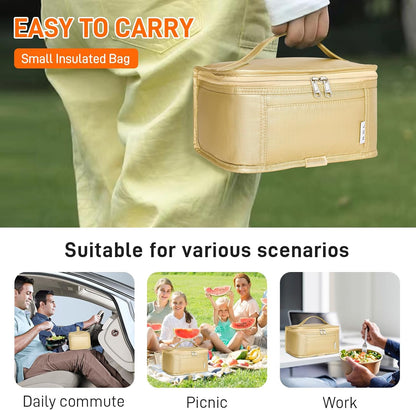 NOL Mini Insulated Lunch Bag for Women Men Kids | Small Leakproof Reusable Lunch Tote | Fits 6 Cans 330ml | Thermal Cooler for Work School Picnic Camping, Navy blue