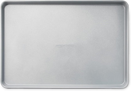 Amazon Basics Ceramic Nonstick Baking Sheets & Cooling Rack Set, Dishwasher Safe, Oven Safe, Half Sheet Size, Gray